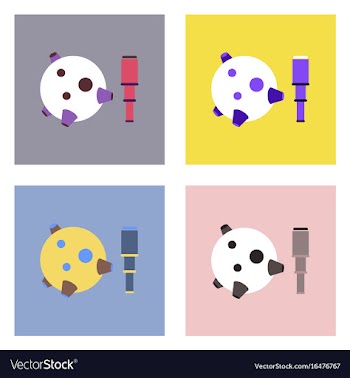 Flat icon design collection satellite and spyglass vector image