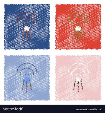 Flat icon design collection satellite and waves vector image