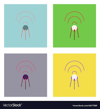 Flat icon design collection satellite and waves vector image