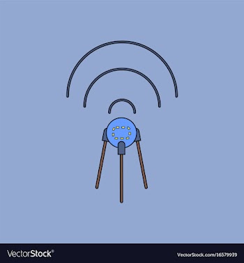 Flat icon design collection satellite and waves vector image
