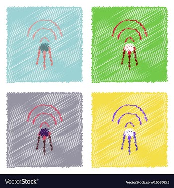 Flat icon design collection satellite and waves vector image