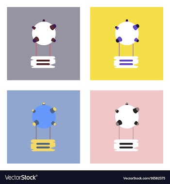 Flat icon design collection satellite base vector image