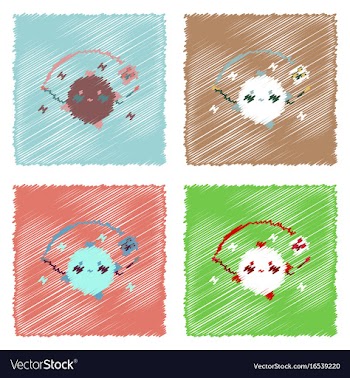 Flat icon design collection satellite in space in vector image