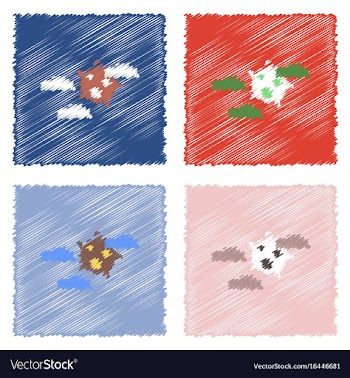 Flat icon design collection satellite in the sky vector image
