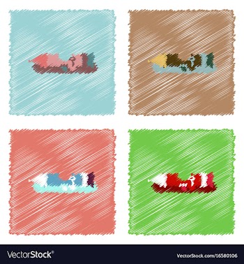Flat icon design collection seat rocket in stroke vector image