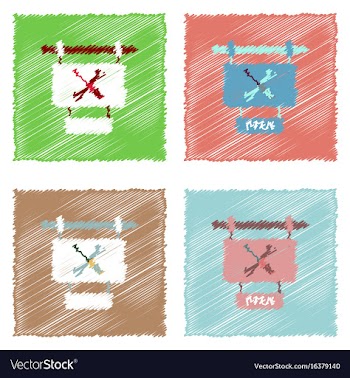 Flat icon design collection service station sign vector image