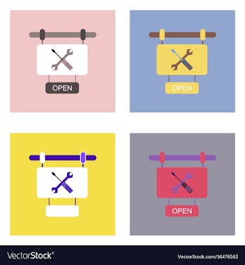 Flat icon design collection service station sign vector image