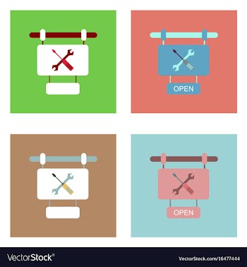 Flat icon design collection service station sign vector image