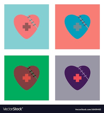 Flat icon design collection sewn heart with a vector image