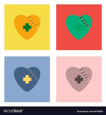 Flat icon design collection sewn heart with a vector image