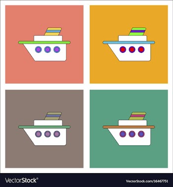 Flat icon design collection ship silhouette vector image