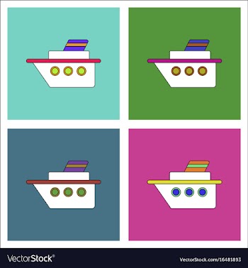 Flat icon design collection ship silhouette vector image