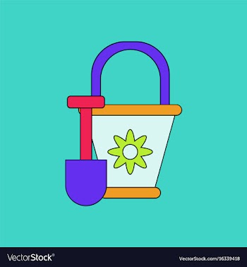 Flat icon design collection shovel and bucket vector image