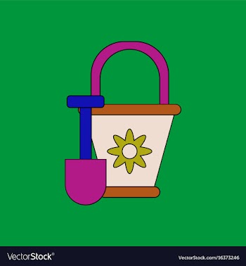 Flat icon design collection shovel and bucket vector image