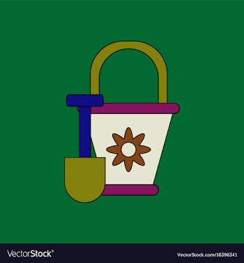 Flat icon design collection shovel and bucket vector image