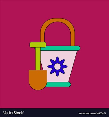 Flat icon design collection shovel and bucket vector image