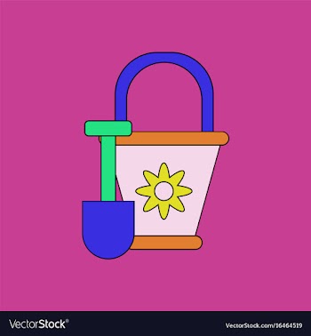 Flat icon design collection shovel and bucket vector image