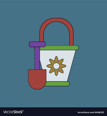Flat icon design collection shovel and bucket vector image