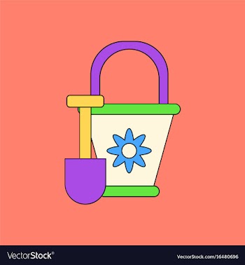 Flat icon design collection shovel and bucket vector image