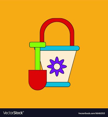 Flat icon design collection shovel and bucket vector image