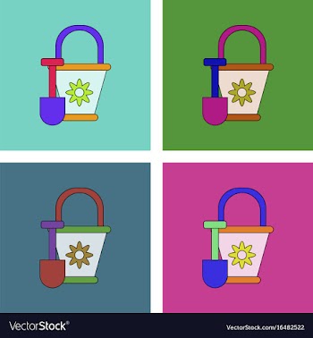 Flat icon design collection shovel and bucket vector image