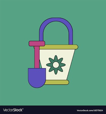 Flat icon design collection shovel and bucket vector image