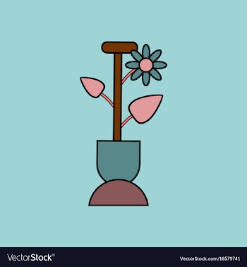 Flat icon design collection shovel and flower vector image
