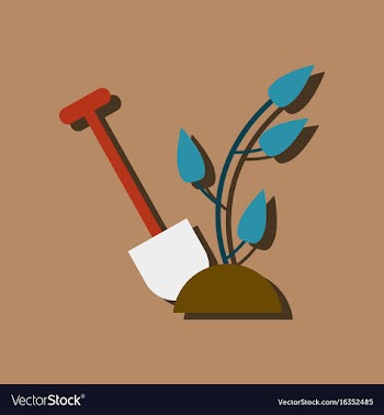 Flat icon design collection shovel and plant in vector image