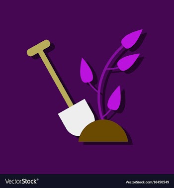 Flat icon design collection shovel and plant in vector image