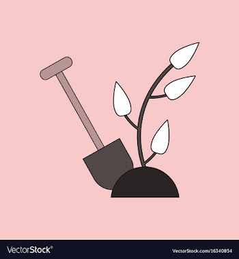 Flat icon design collection shovel and plant vector image