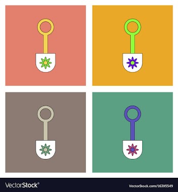 Flat icon design collection shovel toy silhouette vector image