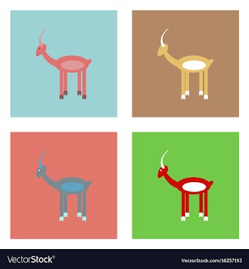 Flat icon design collection silhouette of a deer vector image