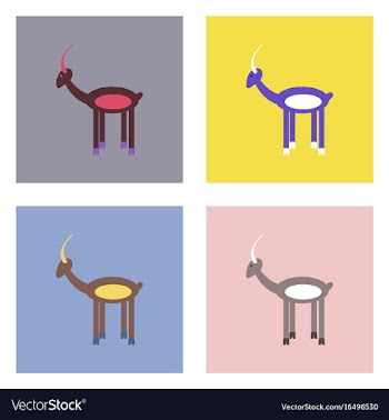 Flat icon design collection silhouette of a deer vector image