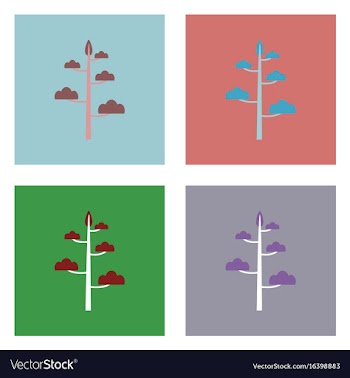 Flat icon design collection simple tree vector image