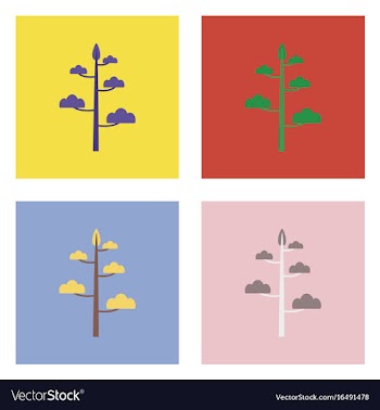 Flat icon design collection simple tree vector image