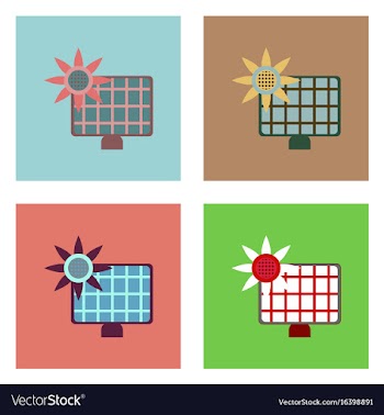 Flat icon design collection solar battery vector image