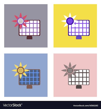 Flat icon design collection solar battery vector image