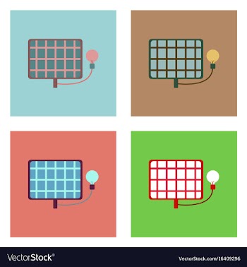 Flat icon design collection solar battery with vector image