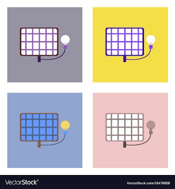 Flat icon design collection solar battery with vector image