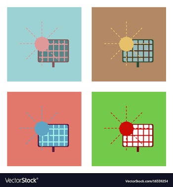 Flat icon design collection solar energy vector image