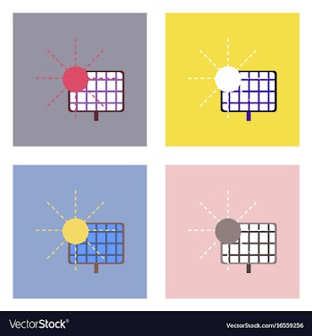 Flat icon design collection solar energy vector image
