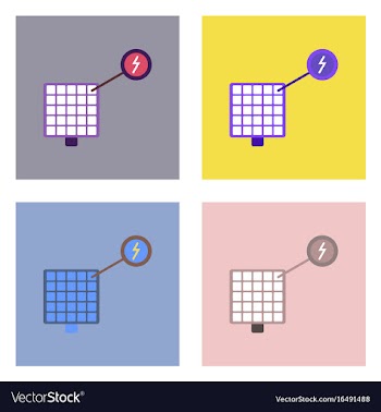 Flat icon design collection solar panel and vector image