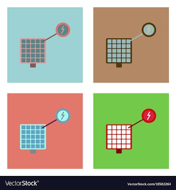 Flat icon design collection solar panel and vector image