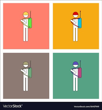 Flat icon design collection soldier holding vector image