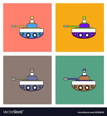 Flat icon design collection soldier on tank vector image