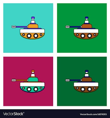 Flat icon design collection soldier on tank vector image