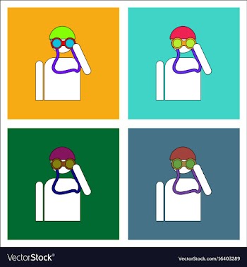 Flat icon design collection soldier with binocular vector image