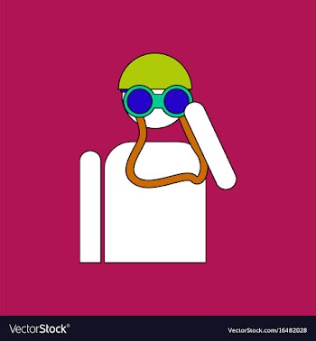 Flat icon design collection soldier with binocular vector image