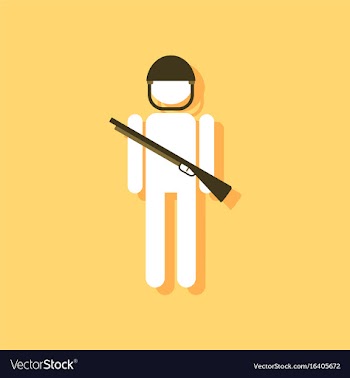 Flat icon design collection soldier with gun in vector image