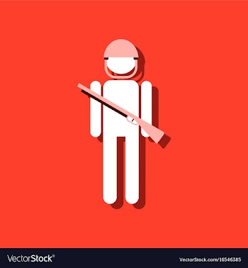 Flat icon design collection soldier with gun in vector image